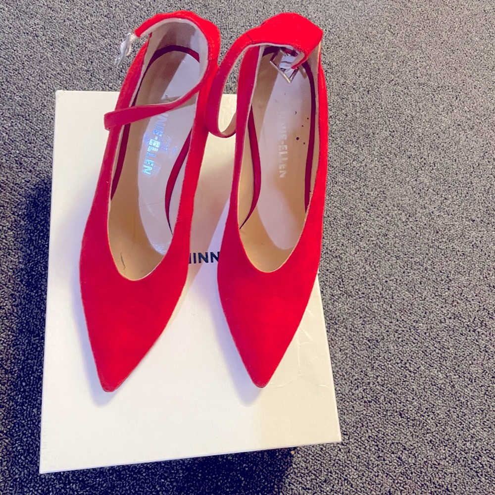 Red suede heels size 38